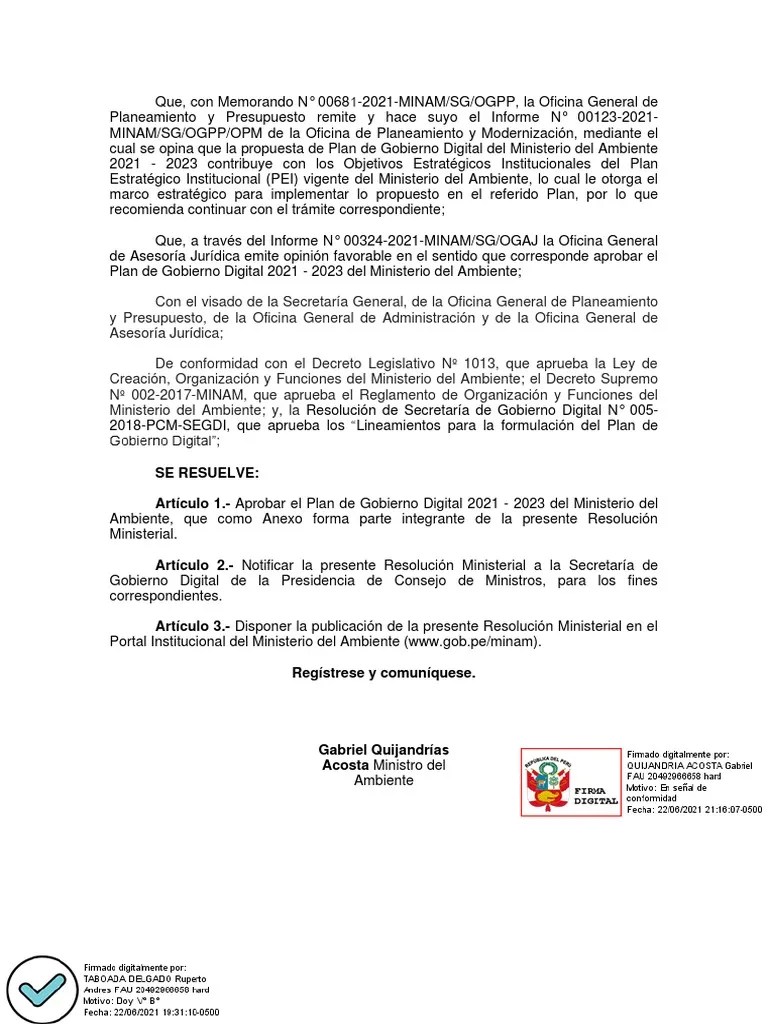 Plan De Gobierno Digital 2021 2023 | PDF | Sustentabilidad | Política
