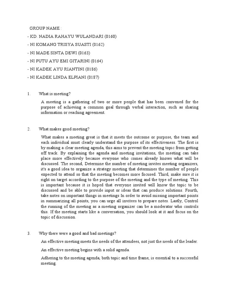 Meetings Business Communication | PDF | Psychological Concepts | Human ...