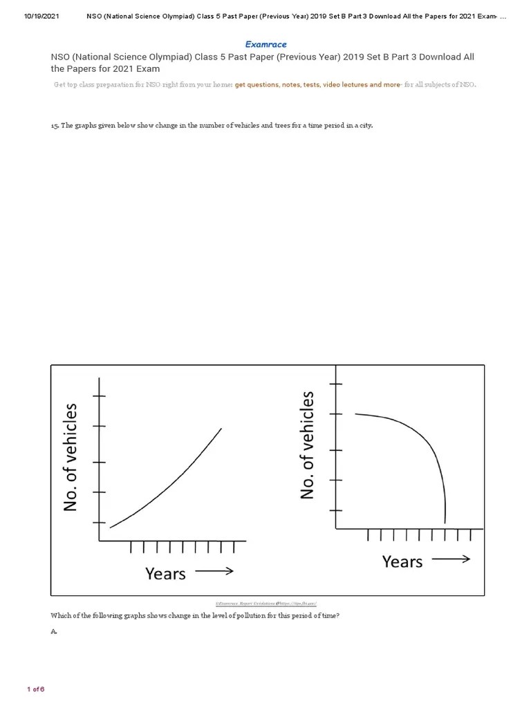 NSO (National Science Olympiad) Class 5 Past Paper (Previous Year) 2019 ...