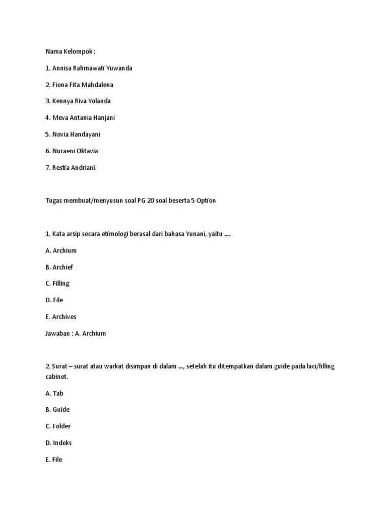 Bayar indihome via atm bni berikut ini dampak adanya globalisasi adalah harga pensil alis ql letak dan sifat hubungan antara proklamasi dan pembukaan yaitu cara buat akun yahoo. Tugas Membuat 20 Soal Pg Kelompok 5 1 Pdf