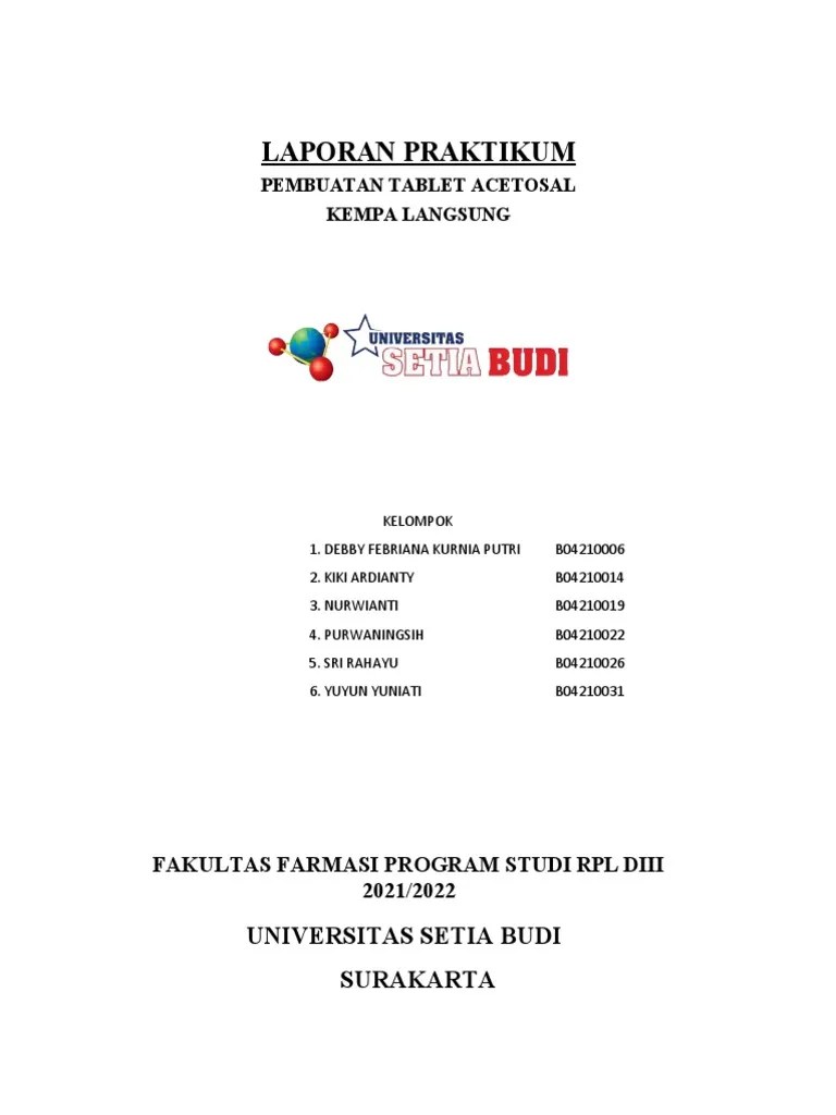 Pembuatan Tablet Acetosal Kempa Langsung | PDF