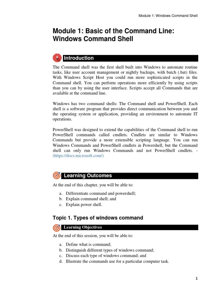 Module1-Command Shell 1 | PDF | Command Line Interface | Shell (Computing)