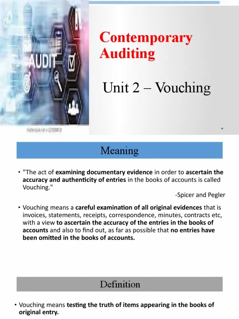 Contemporary Auditing: Unit 2 - Vouching | PDF | Audit | Voucher