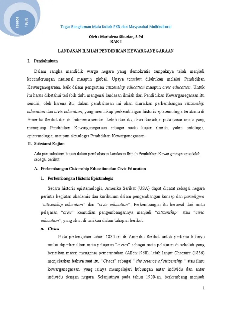 Bab I. Landasan Ilmiah Pendidikan Kewarganegaraan | PDF