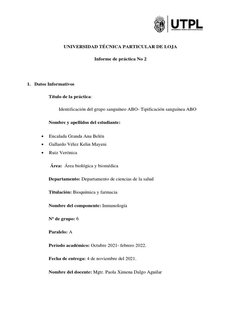 Practica 2 Tipificacion De Sangre IM 2025 | PDF | Tipo De Sangre | Sangre