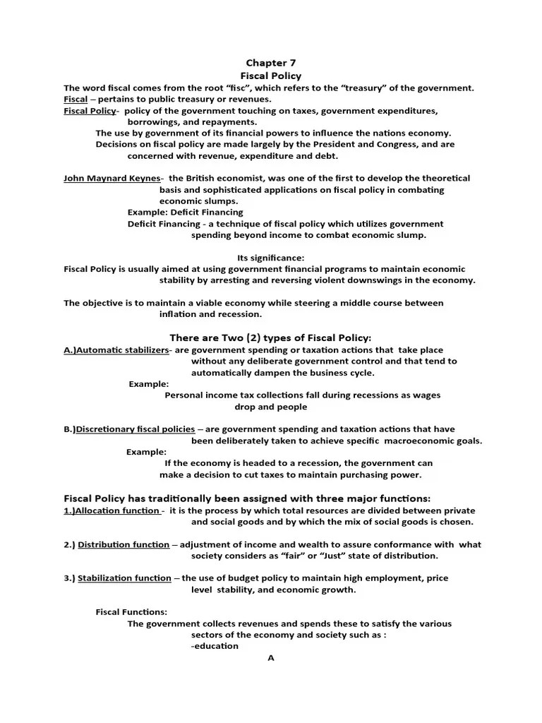 Econ 101 - Chapter 6 - Fiscal Policy | PDF | Taxes | Fiscal Policy