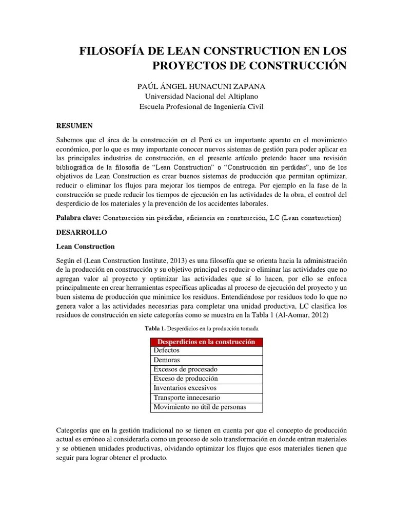 Lean Construction | PDF | Lean Manufacturing | Residuos