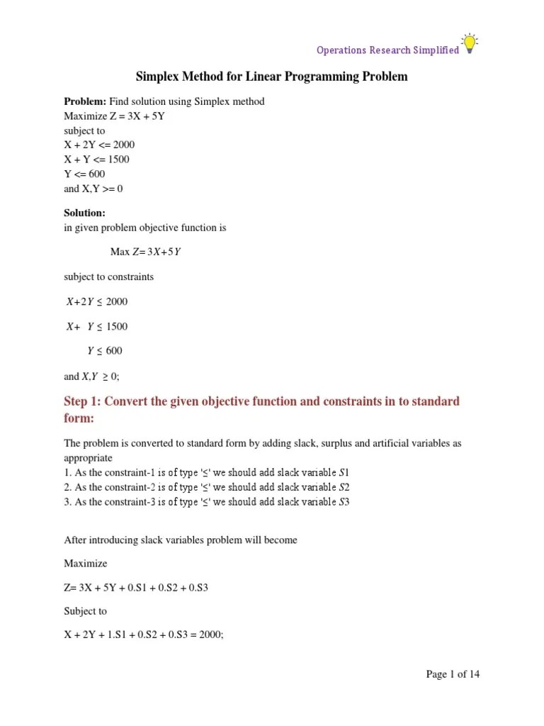 LPP Maximization Simplex Method | PDF | Theoretical Computer Science ...