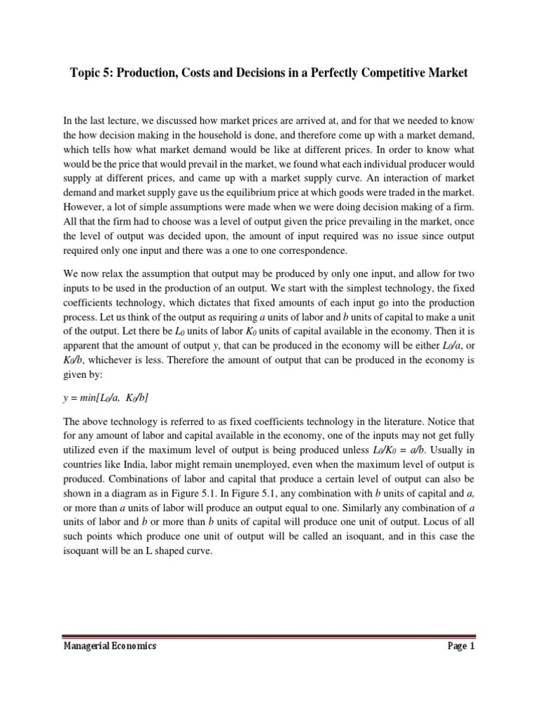 Lecture Note 6 Production Costs And Market Structures September 30 2020 ...