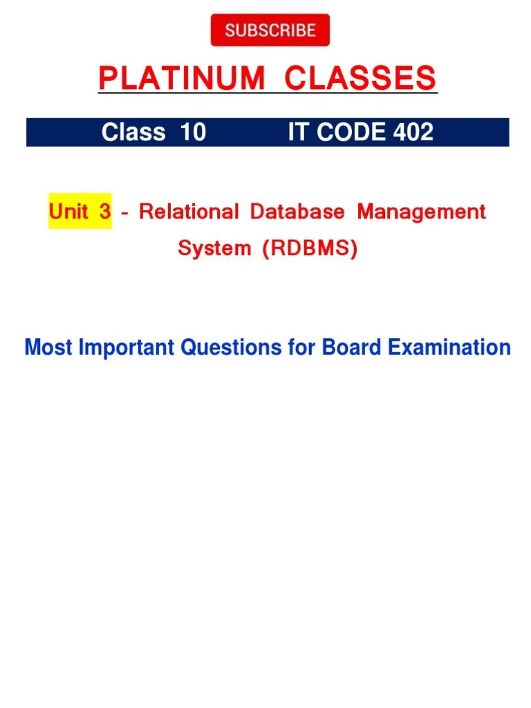 Unit 3 RDBMS Question And Answer | PDF | Relational Database | Databases
