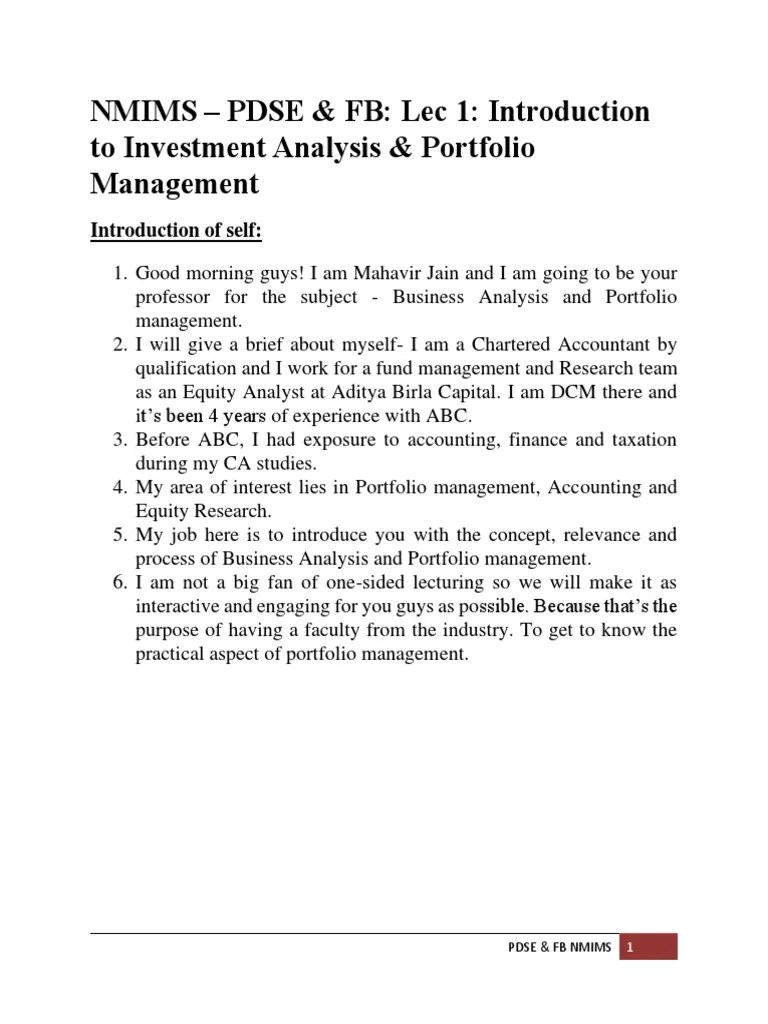 Introduction To Investment Analysis & Portfolio Management | PDF | Investing | Asset Allocation