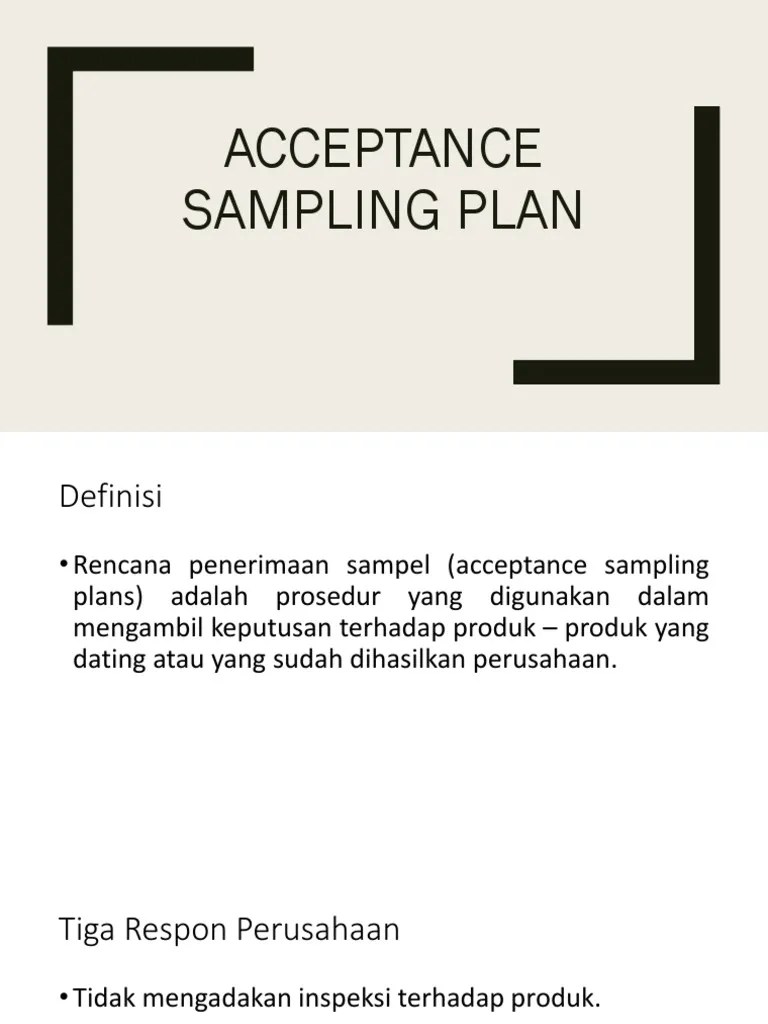 Acceptance Sampling Plan | PDF