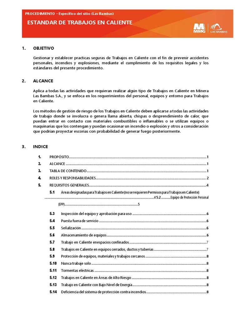 Estandar De Trabajos En Caliente - 10082021 | PDF | Soldadura | Construcción