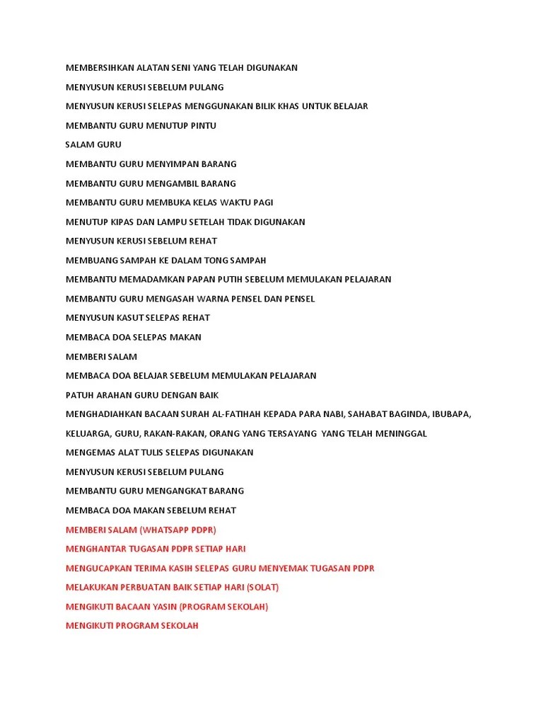 Jenis Amalan Baik (SSDM) | PDF