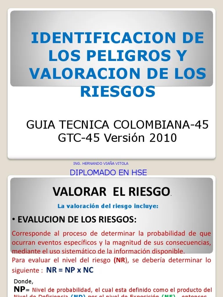 Tablas Para Evaluacion Del Riesgo GTC-45 | PDF | Riesgo | Evaluación De Riesgos