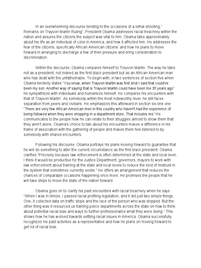 Obama Speech Analysis | PDF | Barack Obama | Bias