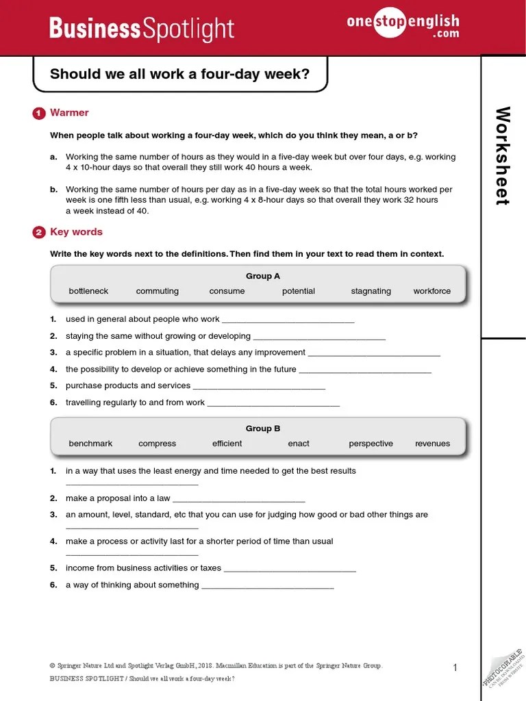 Should We All Work A Four-Day Week?: Warmer | PDF | Economies | Employment
