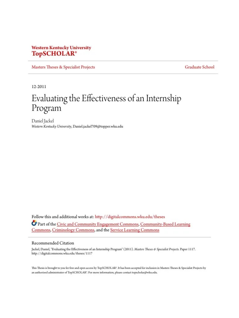 Evaluating The Effectiveness Of An Internship Program | PDF ...