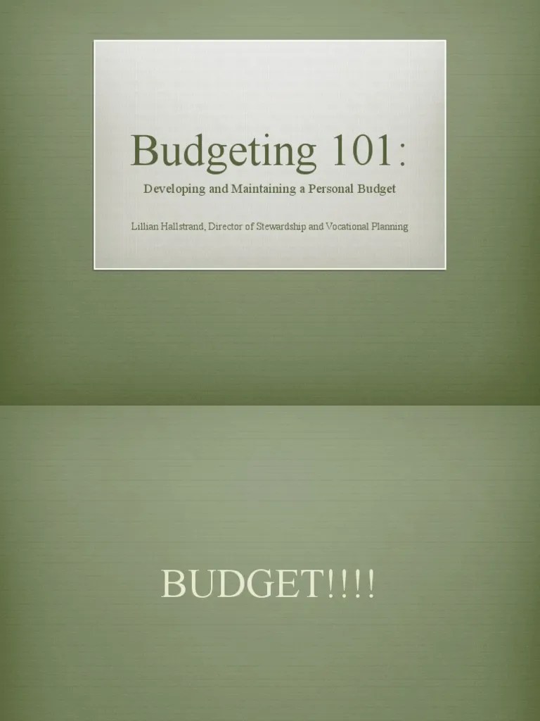 Budgeting 101:: Developing And Maintaining A Personal Budget | PDF ...