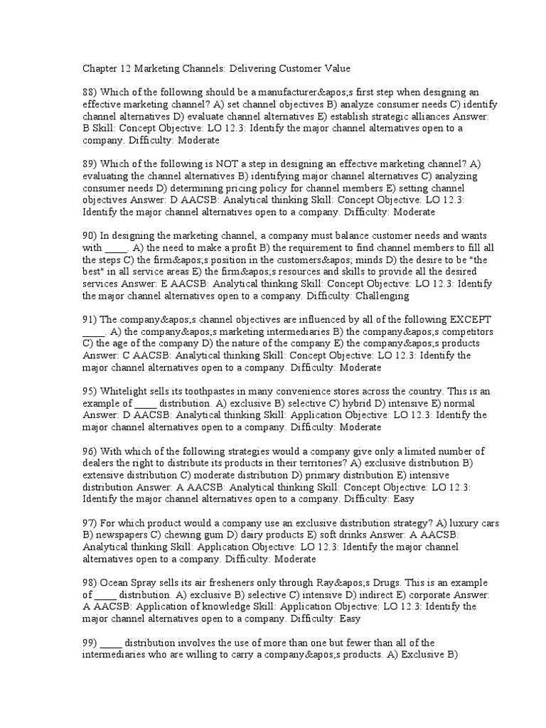 Chapter 12 Test Bank Answers | PDF | Marketing | Public Sphere