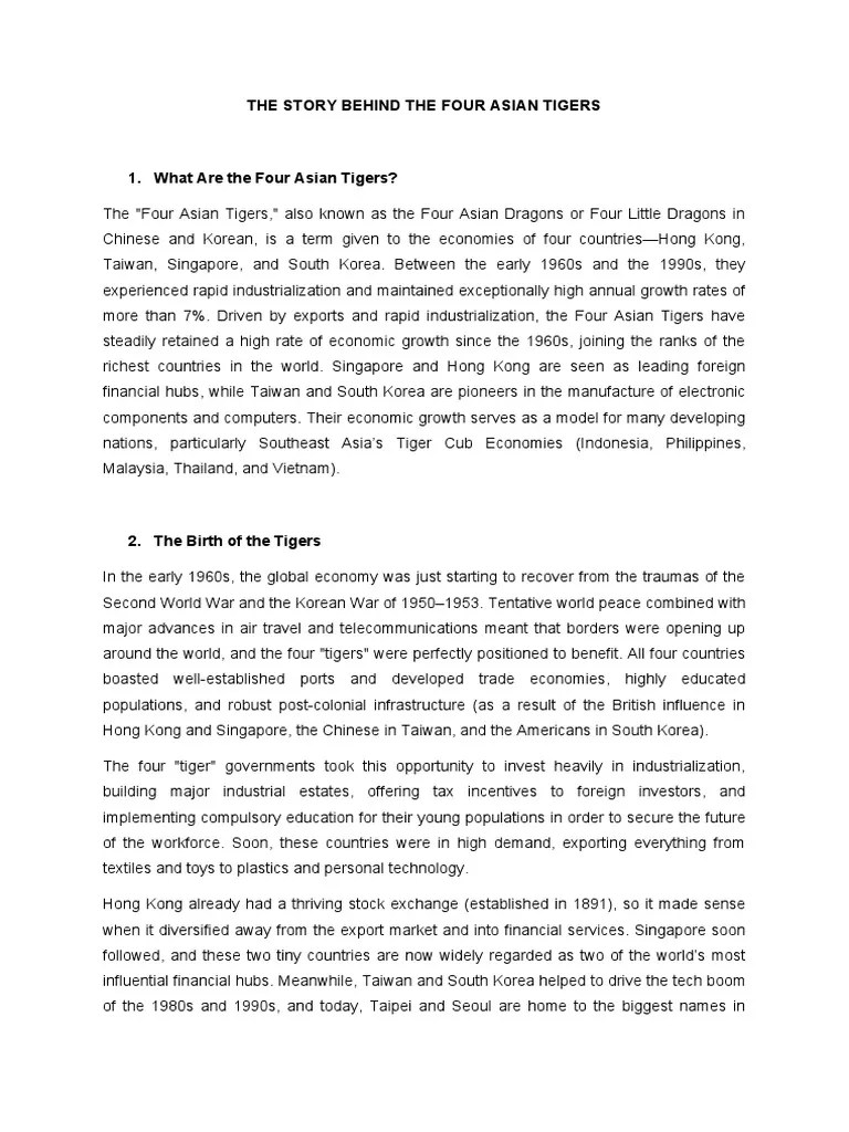 The Story Behind The Four Asian Tigers | PDF | Four Asian Tigers ...