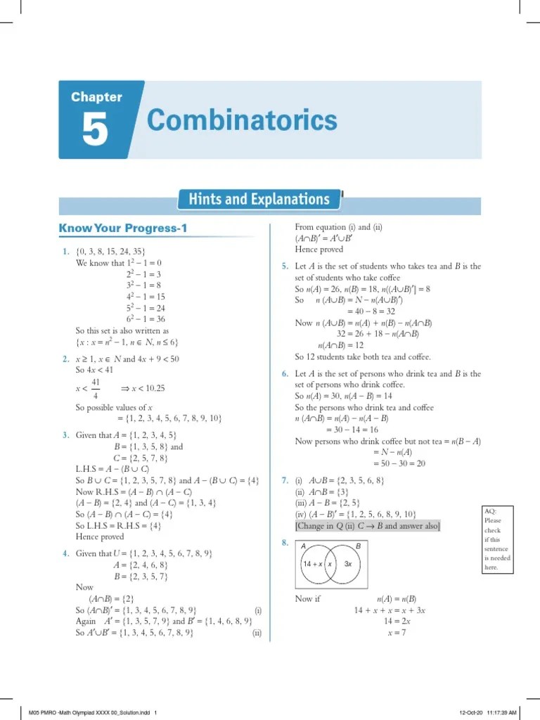 Combinatorics: Hints And Explanations | PDF | Mathematics ...