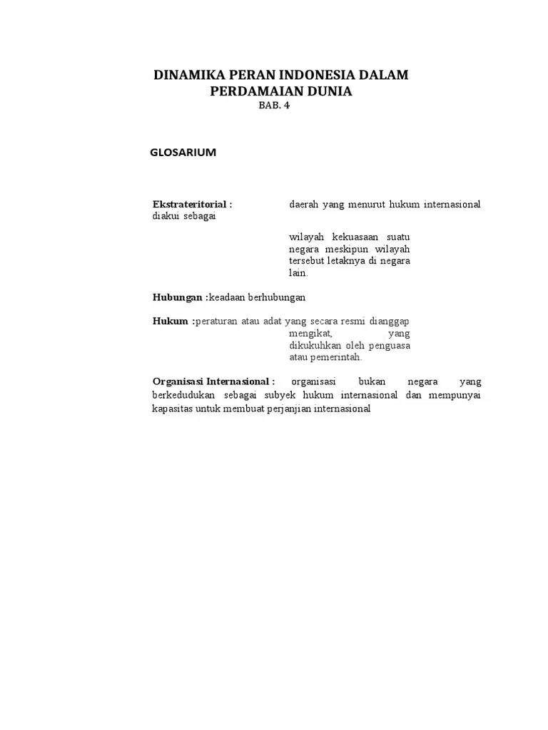 Bab 4 Dinamika Peran Indonesia Dalam Perdamaian Dunia | PDF