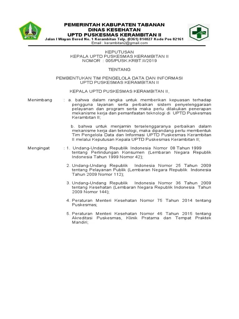1.1.3 (2) SK Pembentukan Tim Pengelola Data Dan Informasi | PDF