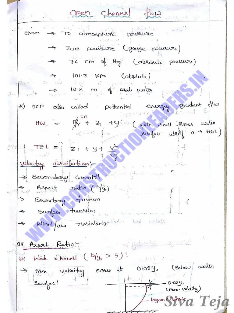 Open Channel Flow GATE Short Notes | PDF
