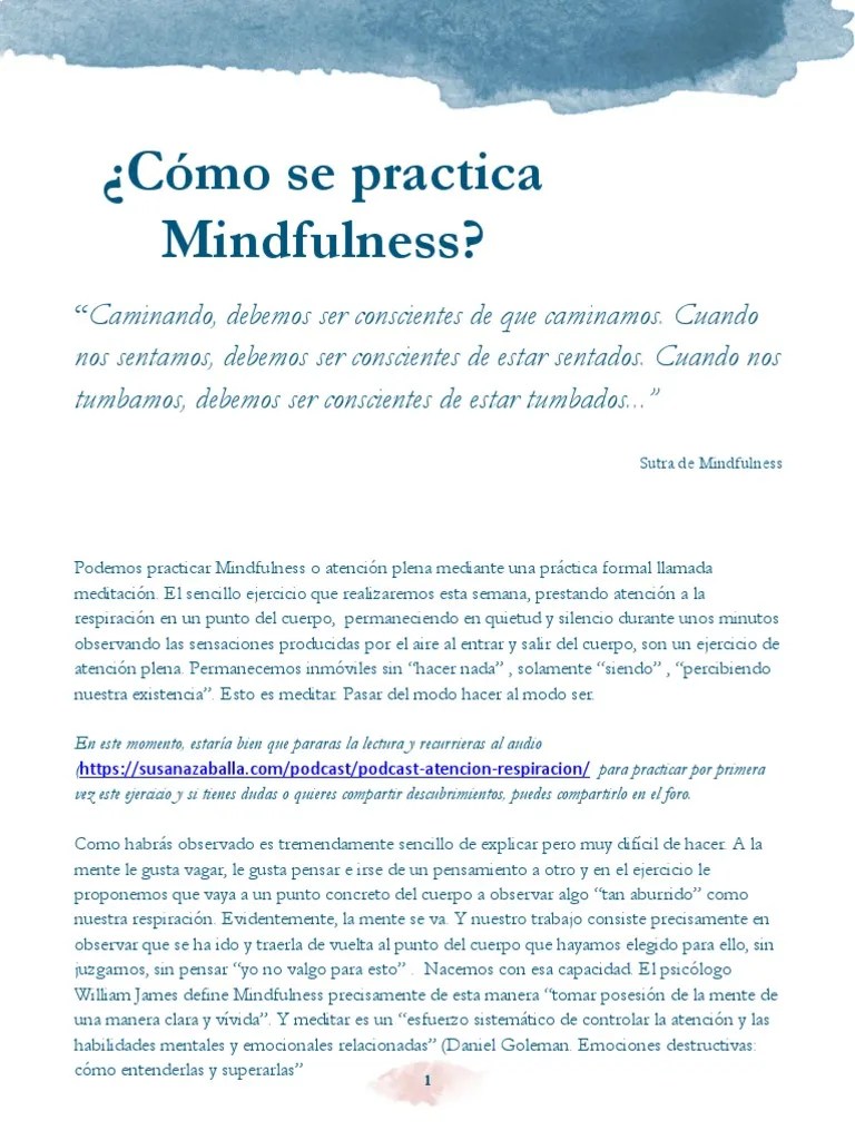 Como Se Practica Mindfulness | PDF | Meditación | Mente