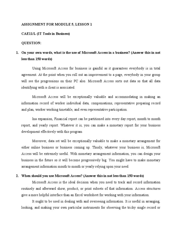 Module 5 Assignment 1 | PDF | Microsoft Access | Microsoft
