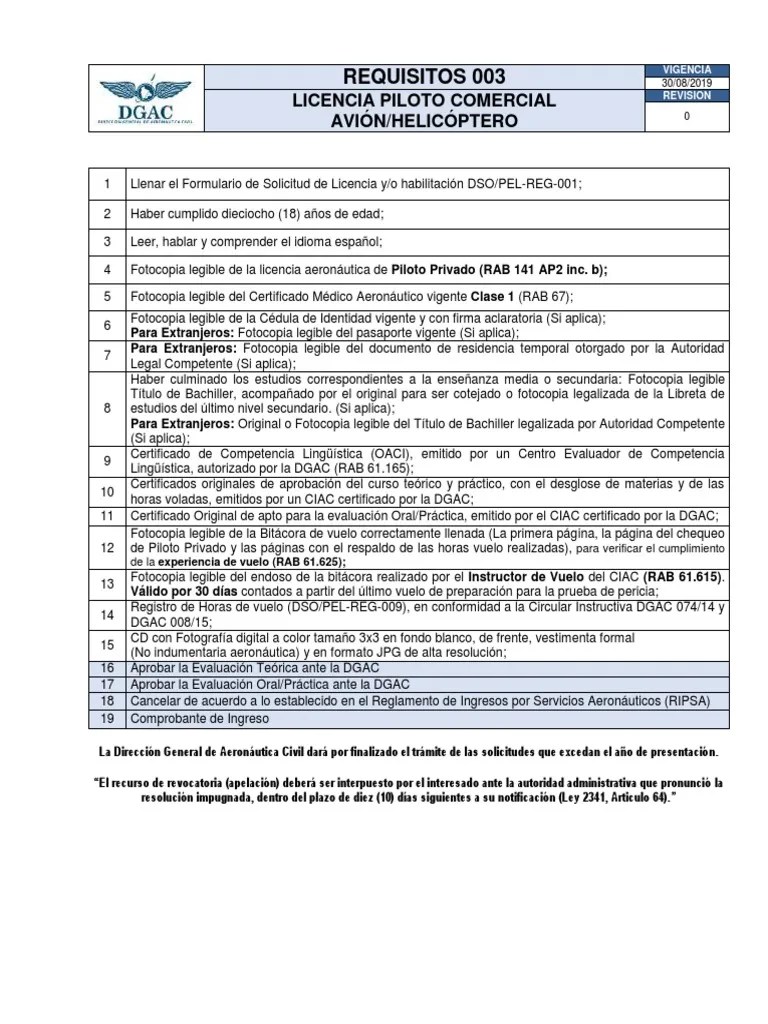 003 Requisitos Licencia Piloto Comercial | PDF