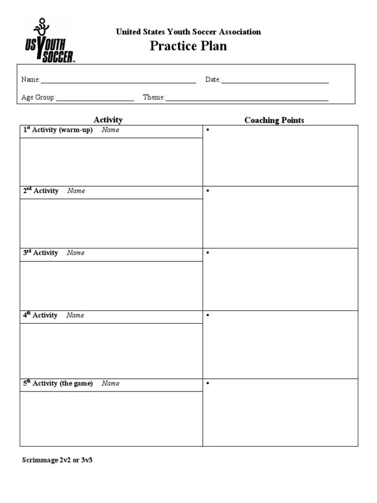 Printable Soccer Practice Plan Template - Best Templates Resources