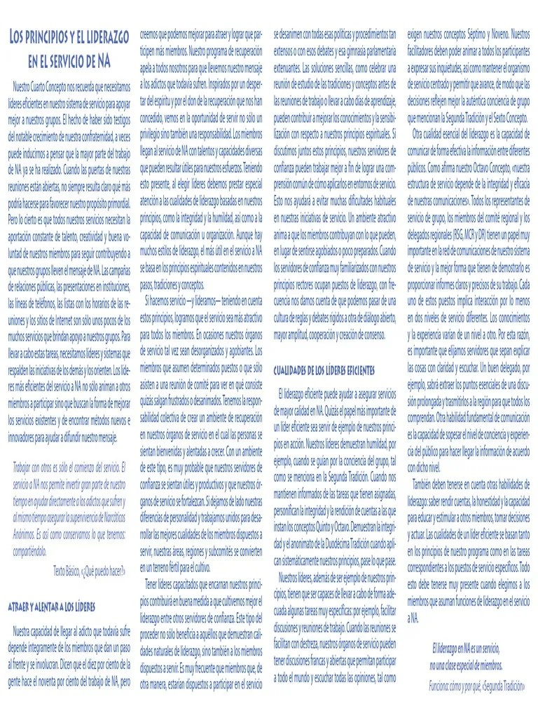 Los Principios Y El Liderazgo En El Servicio De NA | PDF | Liderazgo | Servidor (Computación)