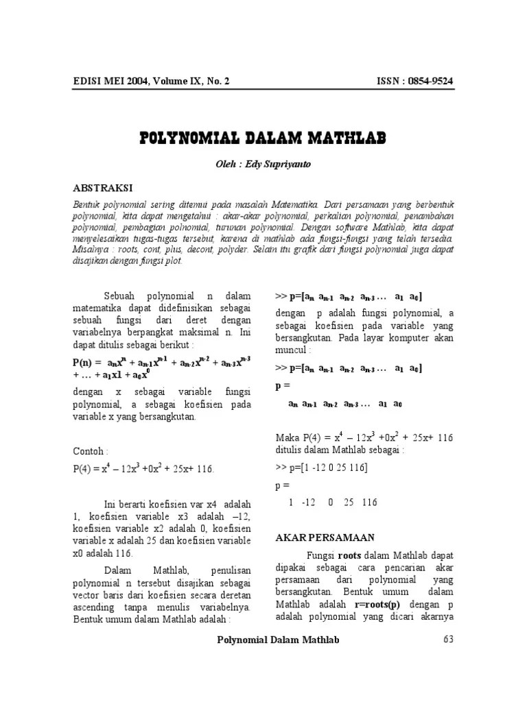 Polynomial Dalam Mathlab | PDF