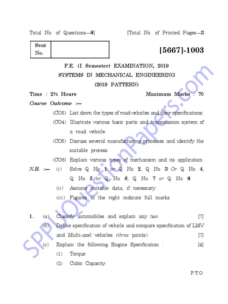 Be First Year Fe Engineering Semester 1 2019 November Systems In ...