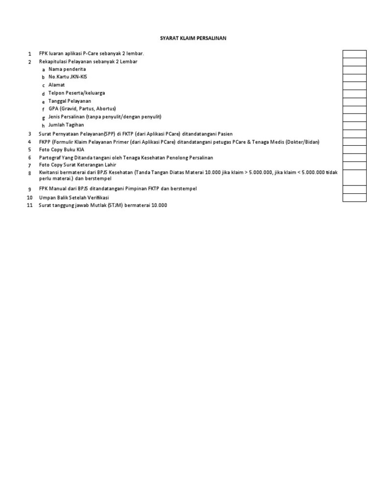 Syarat Klaim Persalinan | PDF