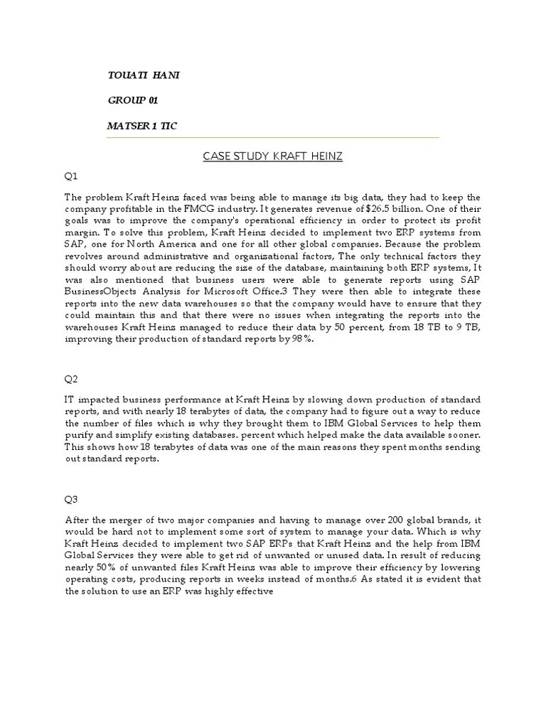 Case Study Kraft Heinz: Touati Hani Group 01 Matser 1 Tic | PDF ...