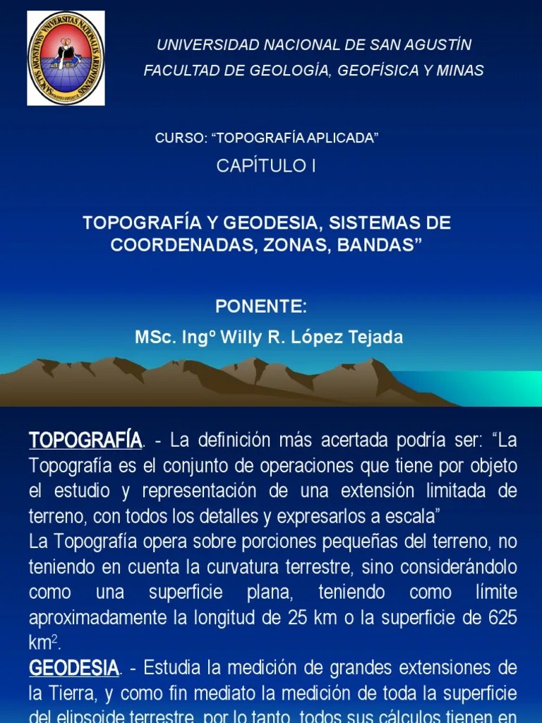 Capitulo I - Topografia Y Geodesia | PDF | Geodesia | Geometría Analítica