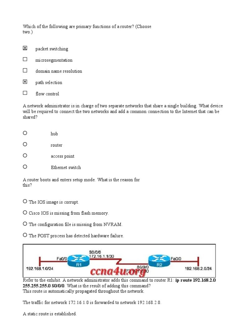 Cisco Netacad CteastCNA 4 Final | PDF | Routing | Router (Computing)