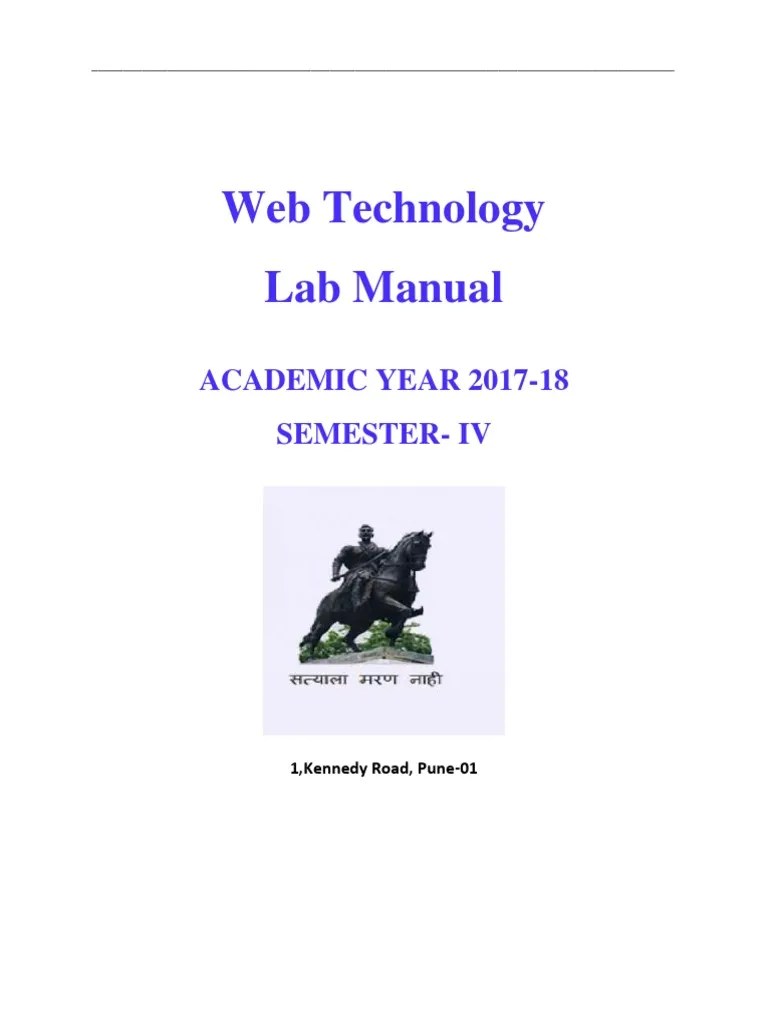 Web Technology Lab Manual: ACADEMIC YEAR 2017-18 Semester-Iv | PDF | Html | Html Element