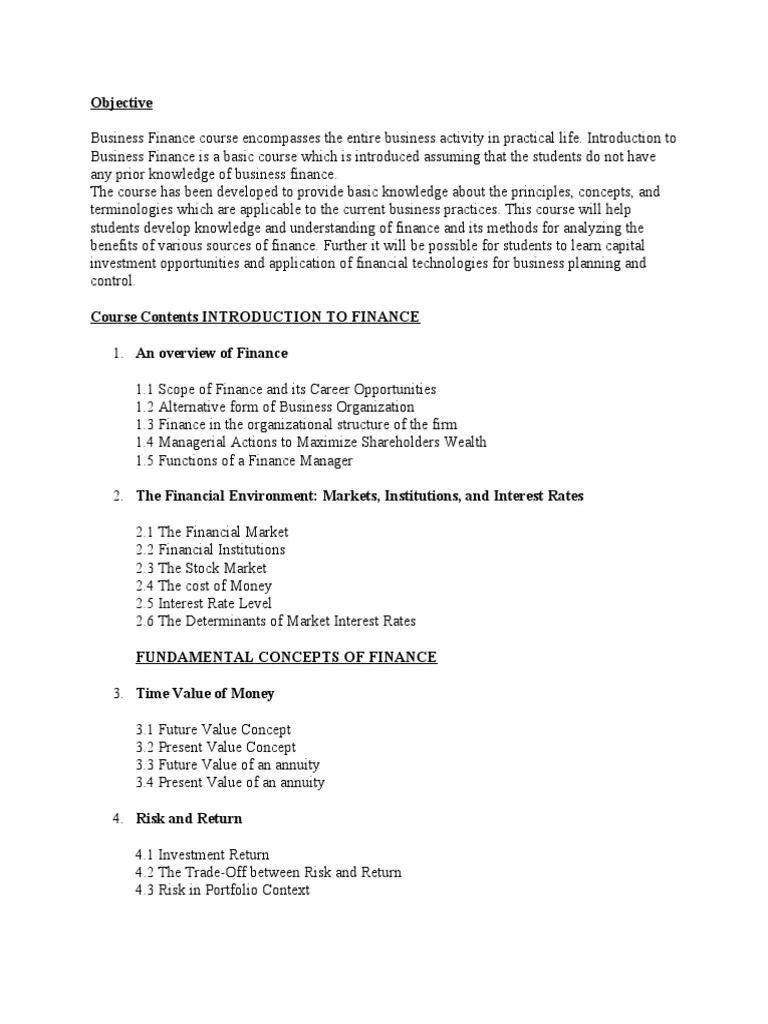 Introduction To Business Finance | PDF | Capital Budgeting | Working Capital