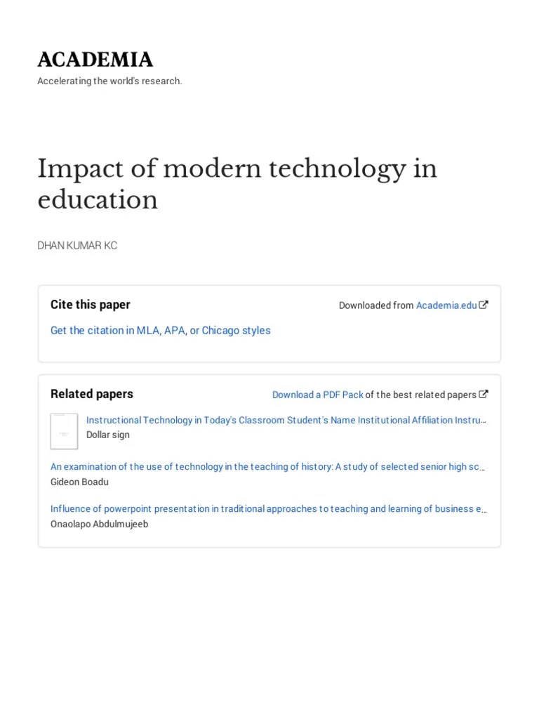 Impact Of Modern Technology In Education20200710 27957 Jsmaeg With ...