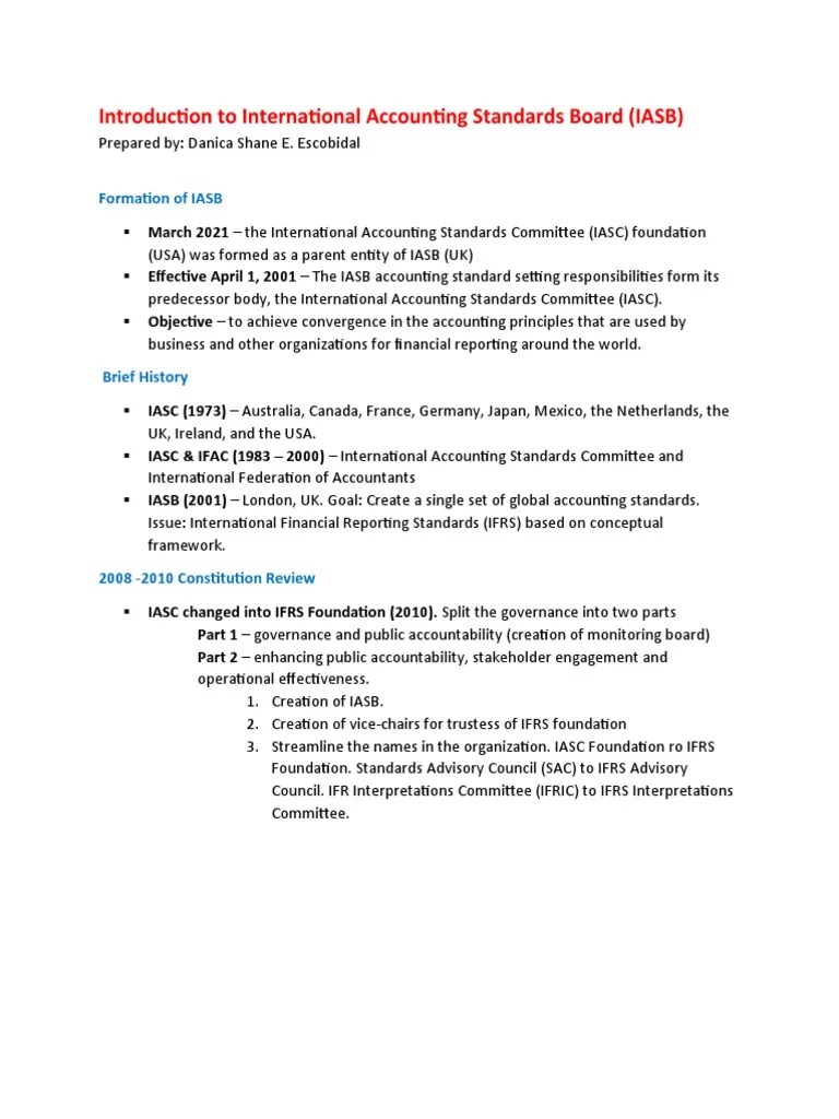 Introduction To International Accounting Standards Board | PDF ...