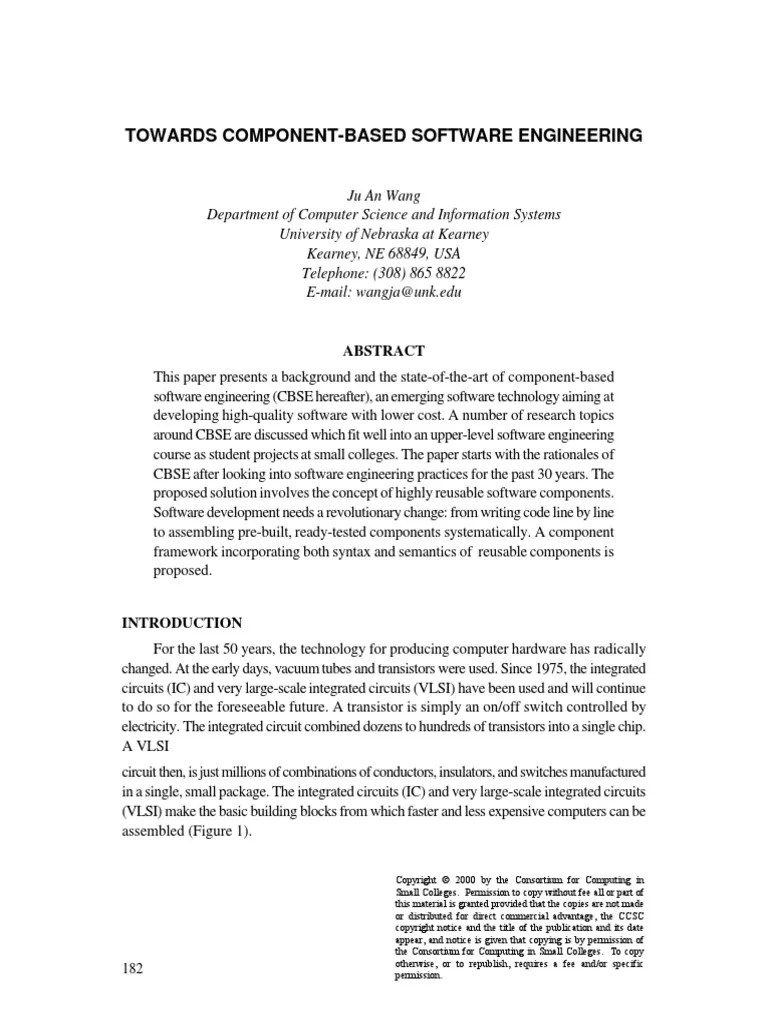 Toward Component Based Software Engineering | PDF | Component Based ...