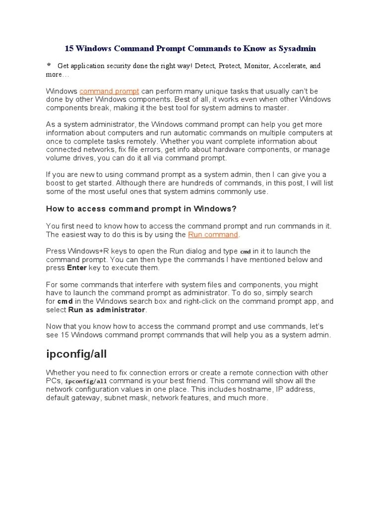 15 Windows Command Prompt Commands To Know As Sysadmin | Download Free ...
