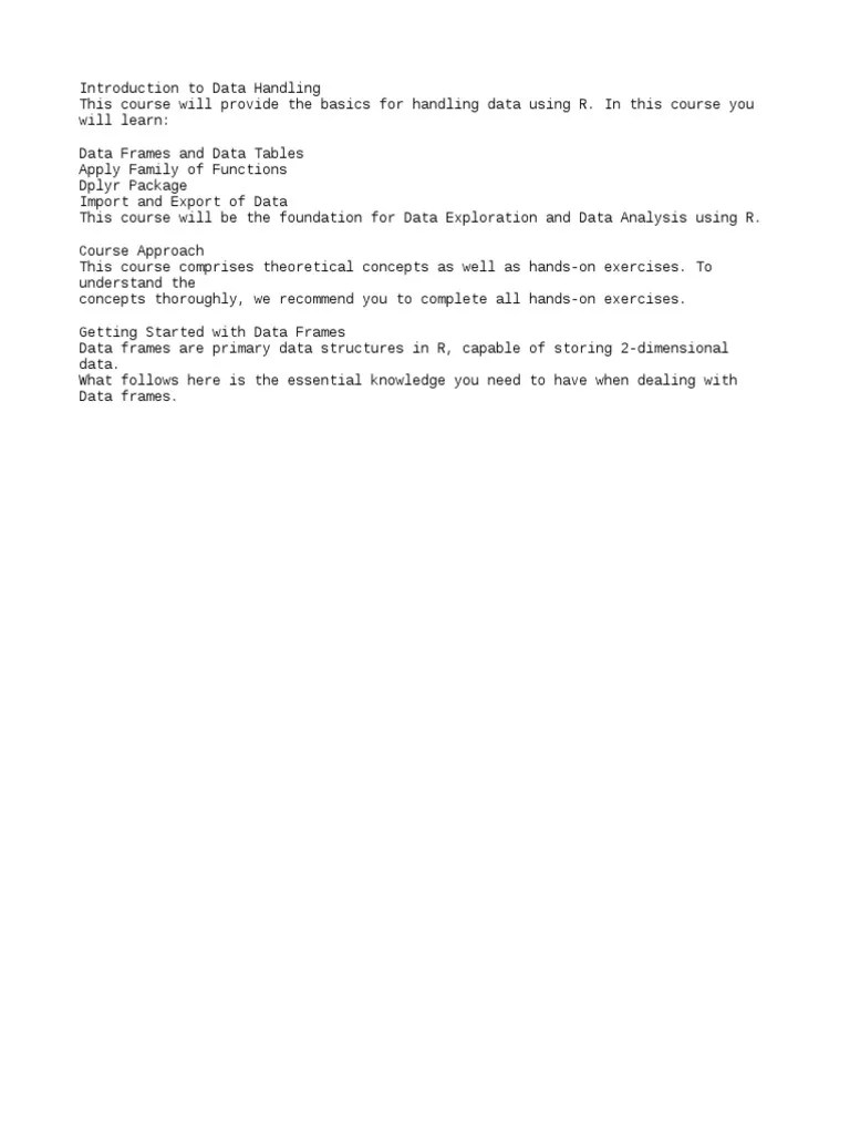 Introduction To Handling Data In R - Data Frames, Dplyr, Import/Export ...
