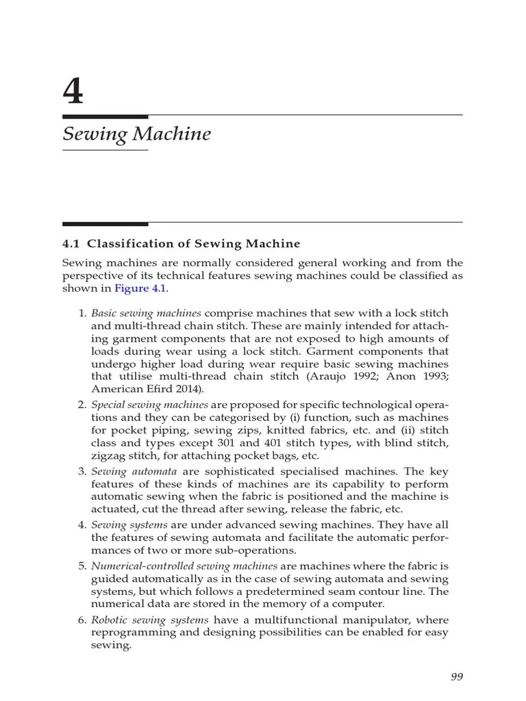 4.1 Classification Of Sewing Machine | PDF | Sewing Machine | Sewing