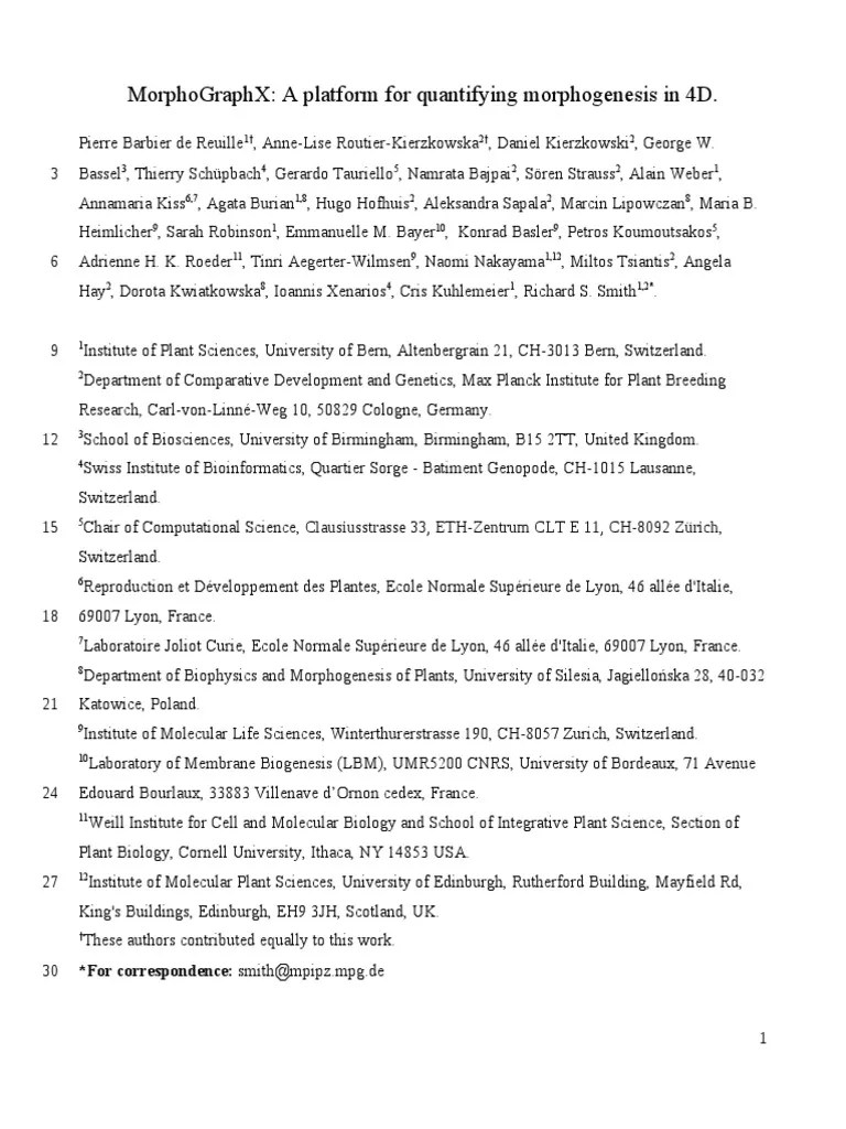 Morphographx: A Platform For Quantifying Morphogenesis In 4D | PDF | 3 D Computer Graphics ...