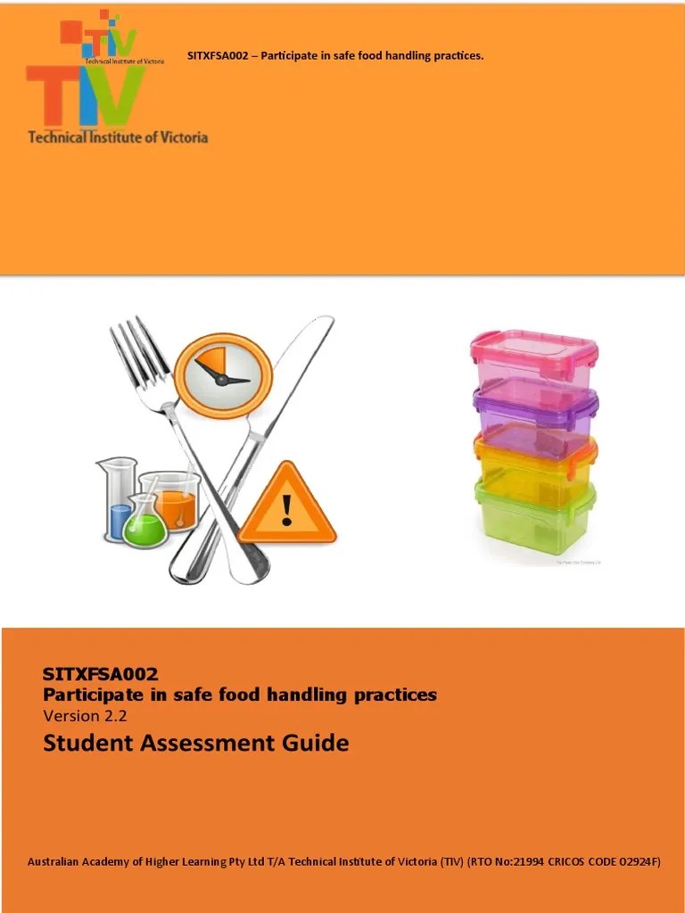 2.1 - SITXFSA002 Participate In Safe Food Handling Practices Student ...